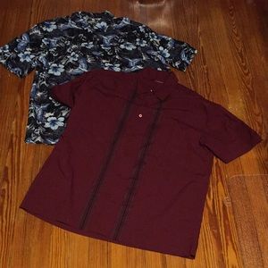 2 Mens Casual Button Down Shirts